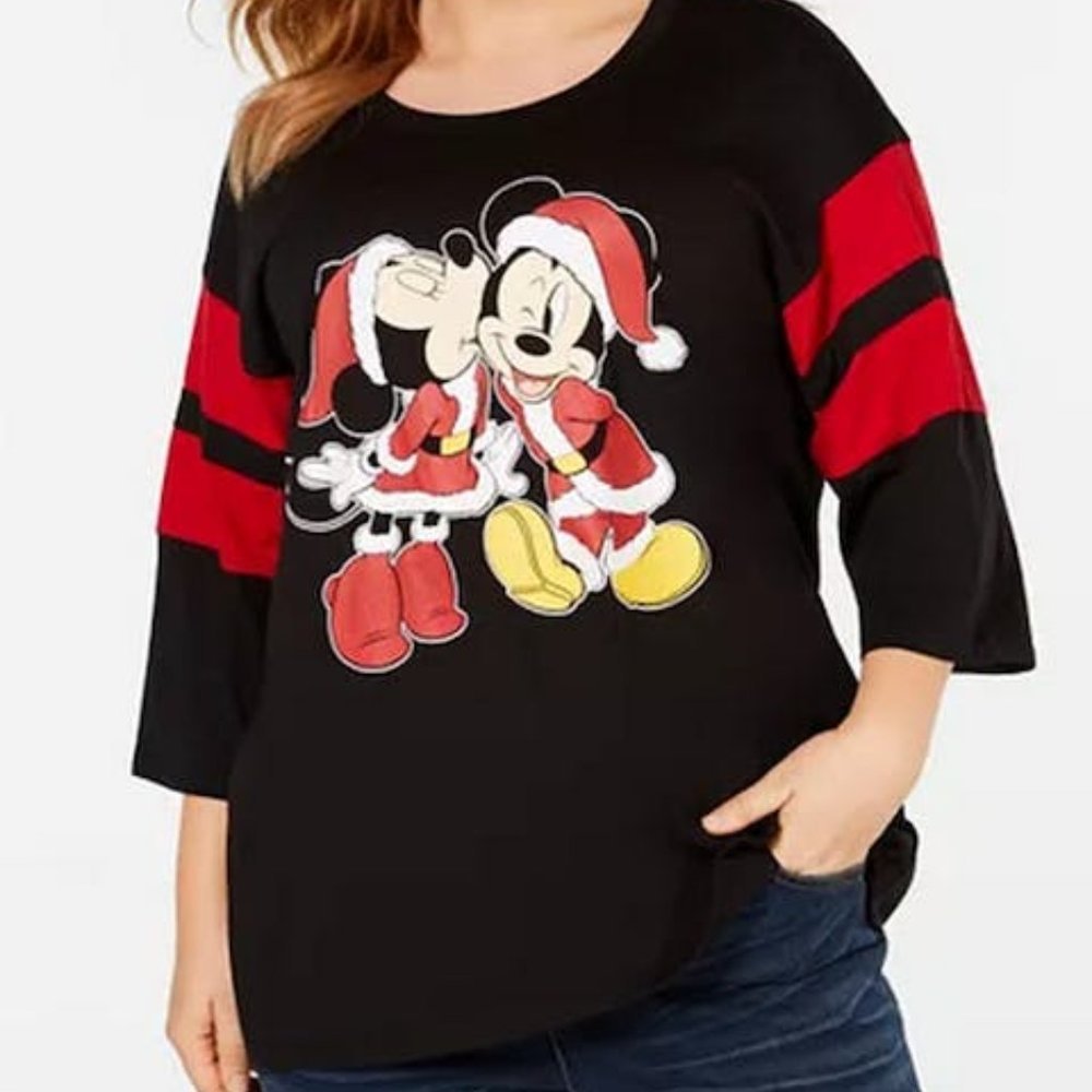 Mighty Fine Plus Size Cotton Minnie & Mickey Mouse T-Shirt, Various Sizes